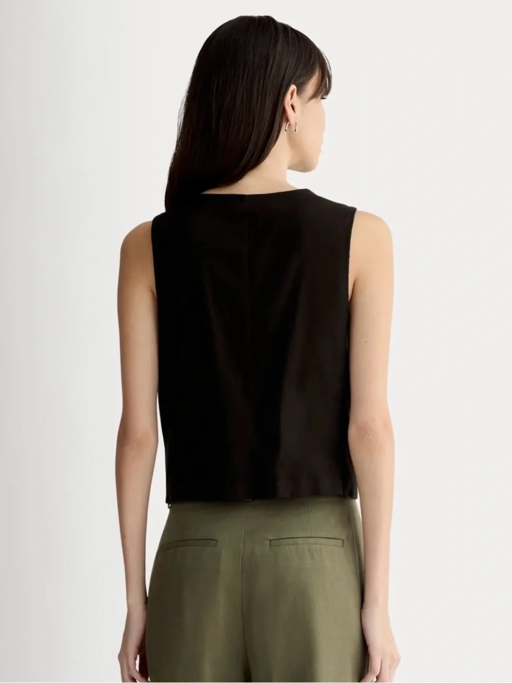 Everlane The Vest in Stretch Linen - 0 Black NWOT New